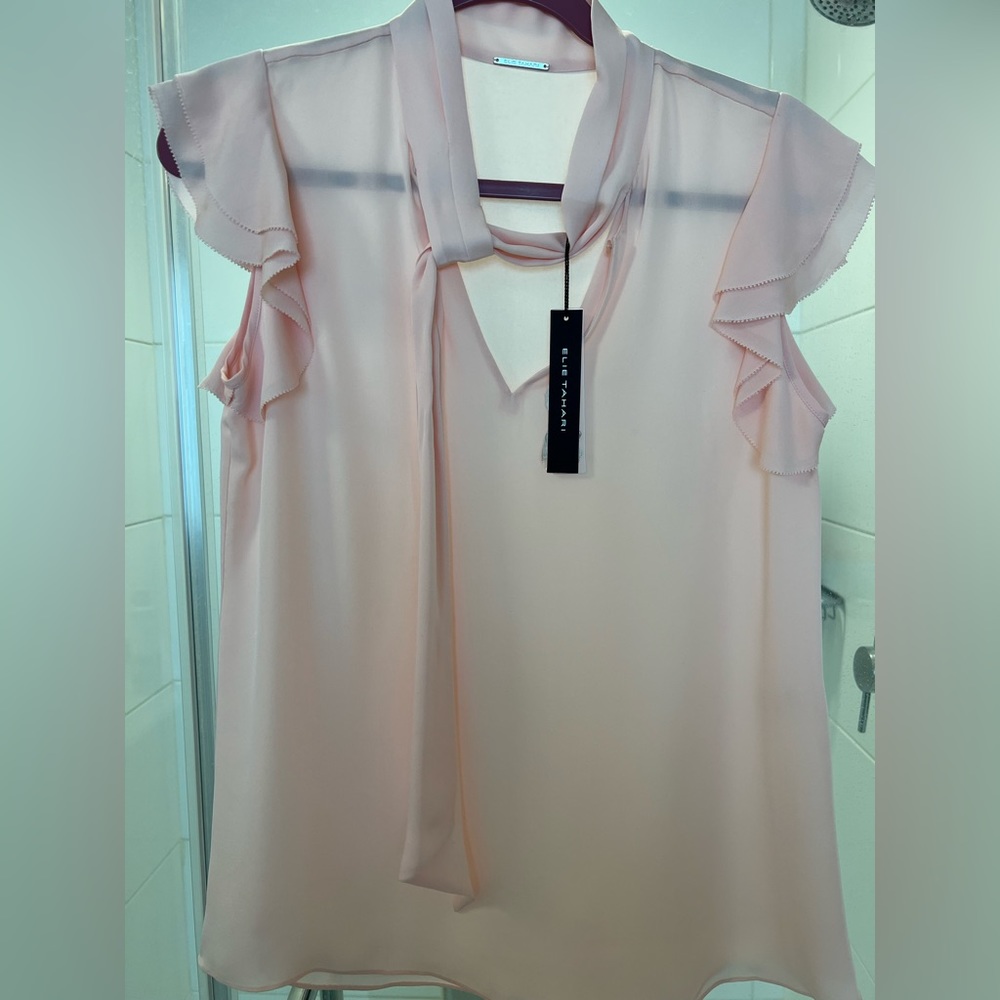 pink Tahari silk blouse - new, never worn, with tags